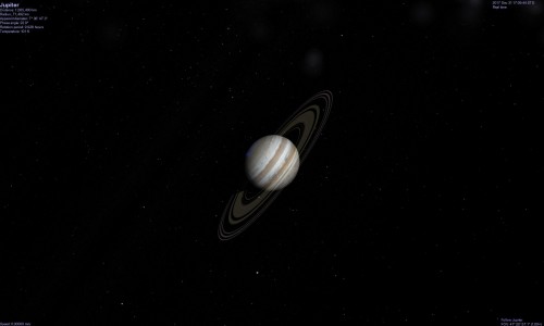 This addon mashup is using Adirondack's clouds, and 4k J(Realistic Jupiter) the readme was unsigned.  The Jupiter rings I don't know.  I'm not certain whose and what addons I put together to get this result.